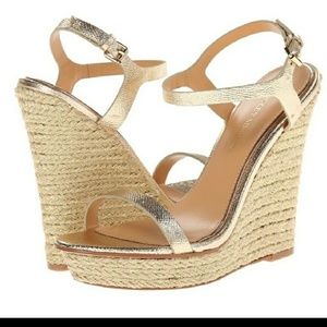 Badgley Mischka gold wedges